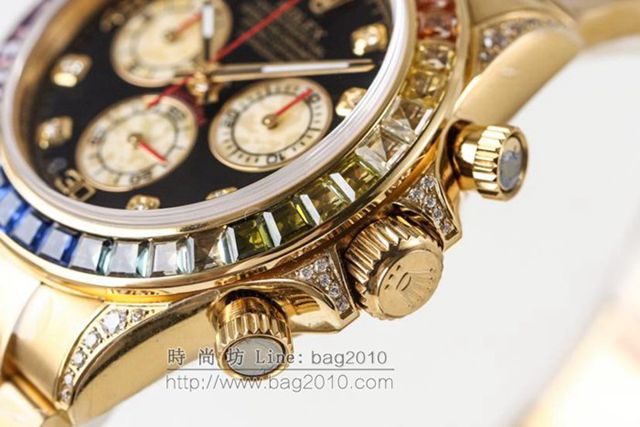 勞力士手錶 Rolex全新彩虹圈迪通拿Daytona 緞紋字面 Rolex高端男士腕表  hds1052